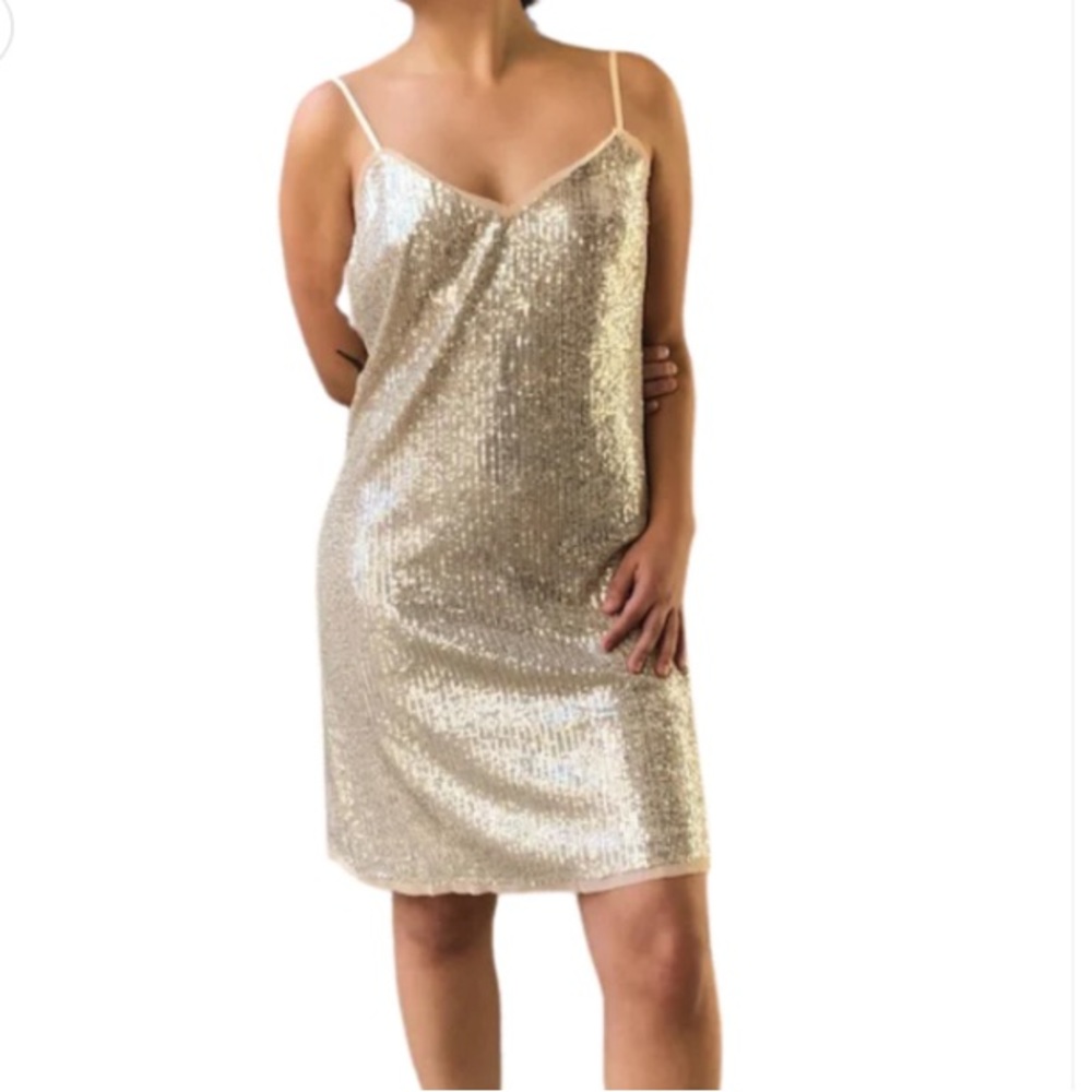 NWT Tracy Reese - Champagne Gold Sequin Sleeveless Mini Dress